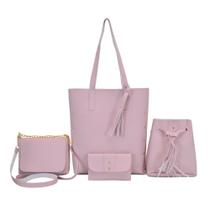 Kit 4 peças de bolsa feminina sacola e transversal pequena com carteira otima qualidade