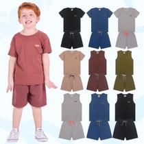Kit 4 peças de Conjunto Infantil Menino Masculino Minimalista Monocromático Verão Bebe Menino Casual Kit 4 peças de Conjunto Infantil Menino Masculino Minimalista Monocromático Verão Bebe Menino Casual