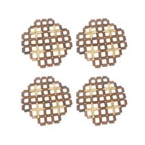 Kit 4 Peças De Descanso Apoio De Panela Para Mesa Bambú