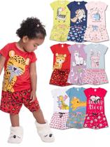 Kit 4 Peças de Pijamas Curto Infantis para Meninas Confortáveis e Cheios de Estilo Kit 4 Peças de Pijamas Curto Infantis para Meninas Confortáveis e Cheios de Estilo
