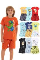 Kit 4 Peças de Pijamas Curto Infantis para Meninos bebê Confortáveis e Cheios de Estilo pijama para bebê meninos