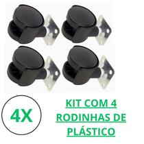 Kit 4 peças de rodinhas de plástico para cadeiras 30mm - MONALIZA