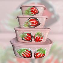 kit 4 pecas decoradas a mão potes resistentes kit 4 pecas decoradas a mão potes resistentes