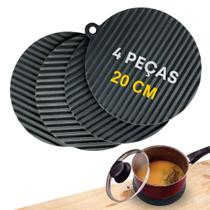 Kit 4 Peças Descanso De Panela Grande 20 CM Suporte de Panela Redondo Plástico TPR