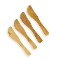 Kit 4 Peças Espátulas de Bambu Ecológico 9,5cm Manteiga Patê Geleia