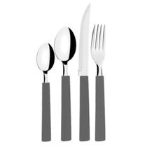Kit 4 Peças Faqueiro Talheres Inox Riviera Brinox Cinza Kit 4 Peças Faqueiro Talheres Inox Riviera Brinox Cinza