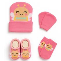 Kit 4 Peças Fofurinha Recém Nascidos Com Touca Luva e Meia Meia 3D Bebê Menino e Menina Kit 4 Peças Fofurinha Recém Nascidos Com Touca Luva e Meia Meia 3D Bebê Menino e Menina
