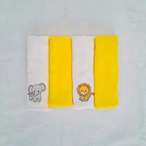 Kit 4 Peças Fralda De Ombro Bordada Dupla Camada C/ Bainha Menina Menino Neutro