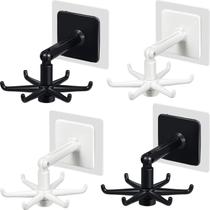 Kit 4 Peças Gancho Giratório 360 Suporte Adesivo Organizador Cozinha (2 Preto + 2 Branco ) Kit 4 Peças Gancho Giratório 360 Suporte Adesivo Organizador Cozinha (2 Preto + 2 Branco )