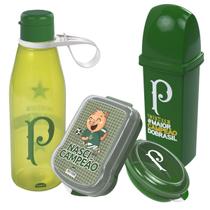 Kit 4 peças Garrafa Sanduicheira Porta Escova Saboneteira do Palmeiras