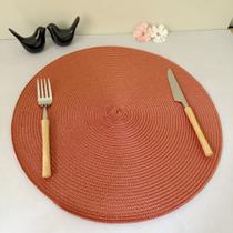 Kit 4 Peças Lugar Jogo Americano Redondo Decorativo Descanso De Prato Mesa Posta Laranja Escuro