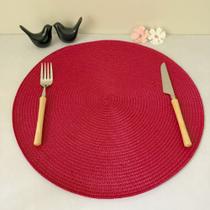 Kit 4 Peças Lugar Jogo Americano Redondo Decorativo Descanso De Prato Mesa Posta Vermelho Escuro