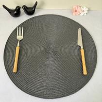 Kit 4 Peças Lugar Jogo Americano Redondo Decorativo Supla Mesa Posta Cinza Escuro