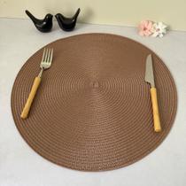 Kit 4 Peças Lugar Jogo Americano Redondo Decorativo Supla Mesa Posta Marrom Claro