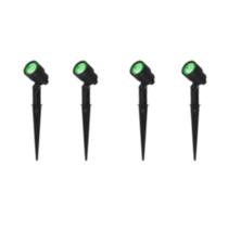 Kit 4 Peças Luminária Espeto Spot Led Verde Jardim 3W