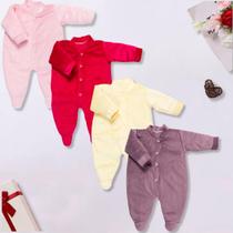 Kit 4 Peças Macacão Bebe Plush Veludo Liso Macio Menino Menina Kit 4 Peças Macacão Bebe Plush Veludo Liso Macio Menino Menina