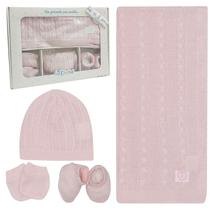 kit 4 Peças Manta Par de Luva Sapatinho Touca Bebê Quentinho e Confortável Tricô Luxo Maternidade - Fofinho kit 4 Peças Manta Par de Luva Sapatinho Touca Bebê Quentinho e Confortável Tricô Luxo Maternidade - Fofinho