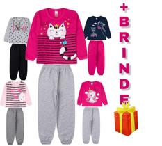 Kit 4 Peças Moletom Menina Inverno Outono 2 Conjunto