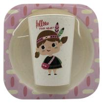 Kit 4 peças Papinha com Tigela + Copo Baby e Talheres de Plástico Estampado Kit 4 peças Papinha com Tigela + Copo Baby e Talheres de Plástico Estampado