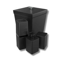Kit 4 Peças Para Banheiro Linha Smile Plástico Lixeira Porta Dispenser Algodão Escova Sabonete Stolf