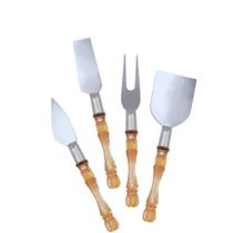 Kit 4 Peças Para Queijo Aço Inox Cabo de Acrilico.