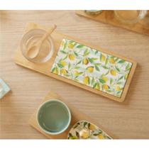 Kit 4 Peças para Servir Bandeja Tábua Molheira e Colher Limão Siciliano C951