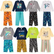 Kit 4 Peças Pijama Infantil Menino Manga Comprida 04 ao 14