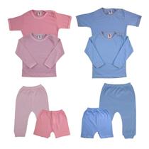 Kit 4 Peças Pijamas Bebê Inverno E Verão Curto e Longo