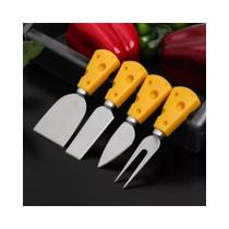 Kit 4 Pecas Porcelana Facas, Espátula, Garfo Queijo Inox