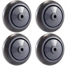 Kit 4 Peças Roda 412 Carrinho Supermercado Rodinha 4 Pol Cinza-escuro