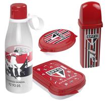 Kit 4 peças São Paulo Garrafa Sanduicheira Porta Escova Saboneteira