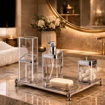 Kit 4 Peças Slim Banheiro Lavabo Organizador Completo