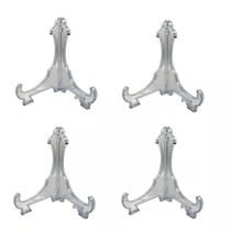 Kit 4 Peças Suporte P/ Pratos Acrílico Transparente 9cm Kit 4 Peças Suporte P/ Pratos Acrílico Transparente 9cm