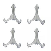 Kit 4 Peças Suporte Para Pratos Acrílico Transparente 9Cm Kit 4 Peças Suporte Para Pratos Acrílico Transparente 9Cm