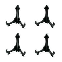 Kit 4 Peças Suporte Pratos E Azulejos Preto 17,5Cm Médio