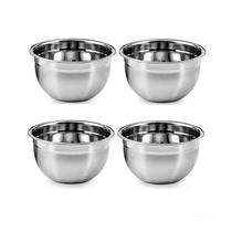 Kit 4 Peças Tigela Bowl Pro Aço Inox 1,6 Litros 22X12Cm