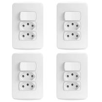 Kit 4 Peças Tomadas e Interruptor Casa Completa Margirius B3 Kit 4 Peças Tomadas e Interruptor Casa Completa Margirius B3