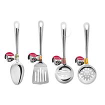 Kit 4 Peças Utensílios de Cozinha Conjunto de Talheres Linha Inox Oriente
