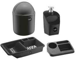 Kit 4 Peças Utensílios Para Cozinha Com Lixeira E Escorredor De Louças UZ - Uz Utilidades