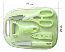 Kit 4 Peças Utensílios Para Cozinha Faca Tesoura Descascador