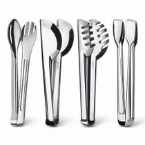 Kit 4 Pegadores Inox Cozinha Completa Profissional Massa Salada Universal e Frios Resistentes e Multiuso