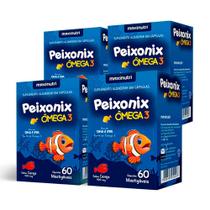 Kit 4 Peixonix Ômega 3 Imunoestimulante 60 Capsulas Cereja