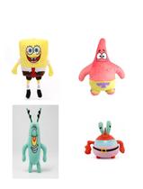 Kit 4 Pelúcia Turma do Bob Esponja Patrick,Siriguejo,Plankton 20 a 30cm