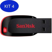 Kit 4 Pen Drive Sandisk Cruzer Blade 32GB USB 2.0