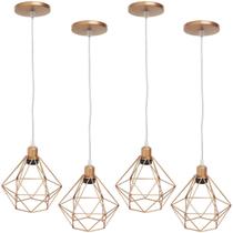 Kit 4 Pendente Aramado Diamante Luminárias Lustre Cabo Cristal P Teto Retrô Agp Ilumini Industrial Kit 4 Pendente Aramado Diamante Luminárias Lustre Cabo Cristal P Teto Retrô Agp Ilumini Industrial