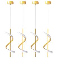 Kit 4 Pendente Dourado Led Moderno Espiral 10W Quarto Sala