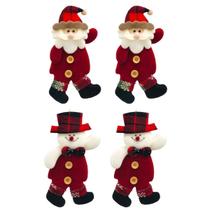 Kit 4 Pendente Enfeite De Arvore Nata Papai Noel 17cm