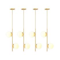 Kit 4 Pendente Globo Vidro 15 Jabuticaba Orbit Dourado Bf