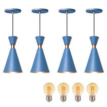 Kit 4 Pendente Luminária Mini Pequim Azul 24cm + Led G45 Kit 4 Pendente Luminária Mini Pequim Azul 24cm + Led G45