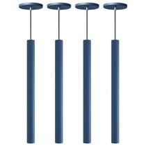 Kit 4 Pendente Luminária Tubo Azul 50 Cm